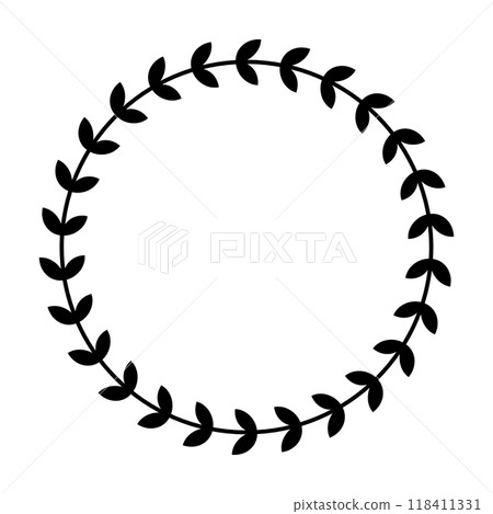 葉框簡單圓形黑色剪影 118411331