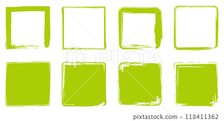 Brush, square, simple, yellow-green, set 118411362