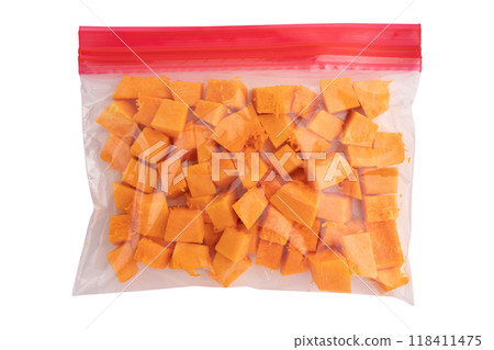 pieces of pumpkin isolated on white pieces of pumpkin isolated on white 118411475