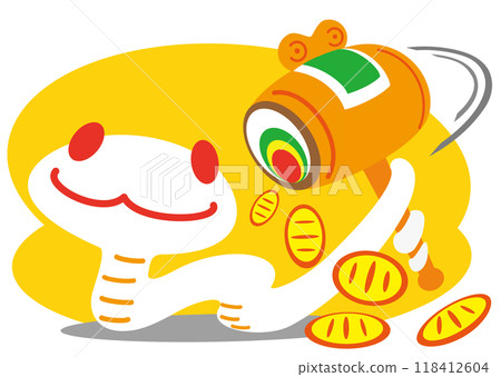 A snake swinging a magic mallet A snake swinging a magic mallet 118412604