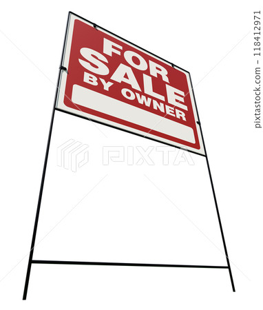 Right Facing For Sale By Owner Real Estate Yard Sign Isolated on a White Background. 118412971