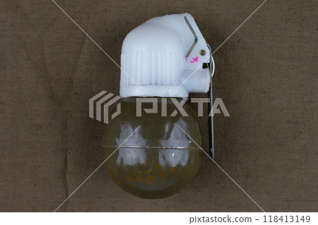 hand grenade RGN on khaki canvas hand grenade RGN on khaki canvas 118413149