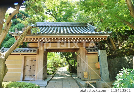 報國寺大門被綠樹環繞 118413861