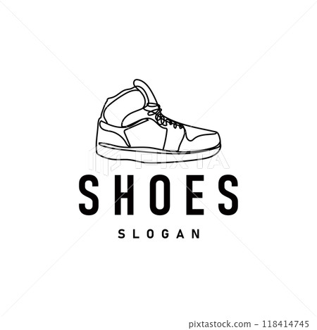 Shoe Logo, Minimalist Line Style Sneaker Shoe Design Simple Fashion Product Brand 118414745