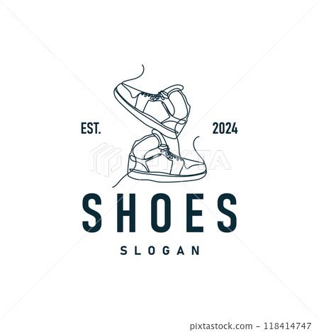 Shoe Logo, Minimalist Line Style Sneaker Shoe Design Simple Fashion Product Brand Shoe Logo, Minimalist Line Style Sneaker Shoe Design Simple Fashion Product Brand 118414747