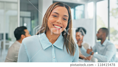 Portrait, smile and training with a business woman in the boardroom with her team for planning. Face, meeting and a happy young professional employee in the office for corporate collaboration Portrait, smile and training with a business woman in the boardroom with her team for planning. Face, meeting and a happy young professional employee in the office for corporate collaboration 118415478