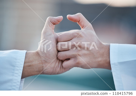 Thumb, war and hands of people playing a game as competition, battle and challenge in a match together. Score, fight and closeup of friends with aggression playing or wrestle with fingers with grip 118415796