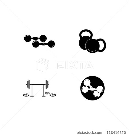 Barbell, Dumbbell Gym Icon Logo Template gym Badge Barbell, Dumbbell Gym Icon Logo Template gym Badge 118416850