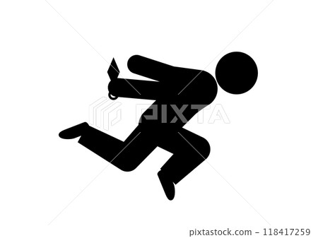 奔跑的忍者的象形圖。忍者跑步姿勢。 118417259