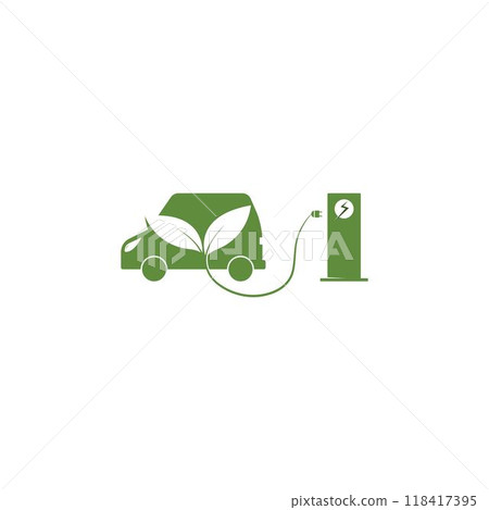 Electric car green car Vector illustration 118417395