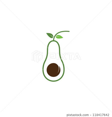 Avocado fruit logo template. Avocado half with leaf vector design. 118417642
