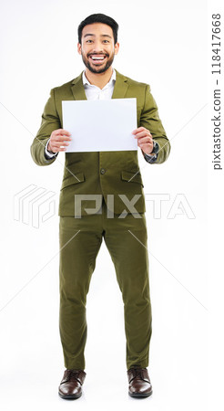 Billboard sign, portrait mockup or happy man with marketing placard, studio advertising banner or product placement. Logo mock up, promo poster or excited business person isolated on white background Billboard sign, portrait mockup or happy man with marketing placard, studio advertising banner or product placement. Logo mock up, promo poster or excited business person isolated on white background 118417668