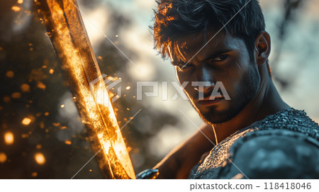 Warrior holding a sword 118418046