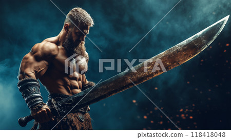 Warrior holding a sword 118418048