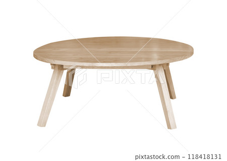 Low wooden table isolated on white background Low wooden table isolated on white background 118418131