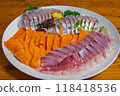 A plate of delicious seafood sashimi 118418536