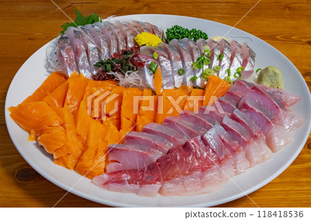 A plate of delicious seafood sashimi A plate of delicious seafood sashimi 118418536