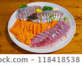 A plate of delicious seafood sashimi 118418538