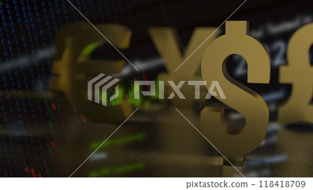 The Gold dollar symbol for Business concept 3d rendering. The Gold dollar symbol for Business concept 3d rendering. 118418709