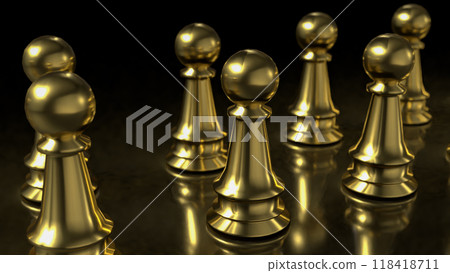 The Gold chess on Black Background for Businesss 3d rendering. The Gold chess on Black Background for Businesss 3d rendering. 118418711