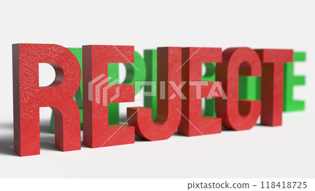 The red  reject on white background  image  3d rendering. 118418725