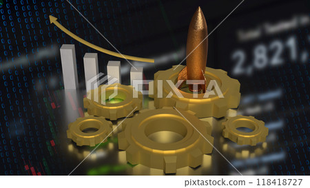 The Rocket chart and gear for Business concept 3d rendering. 118418727