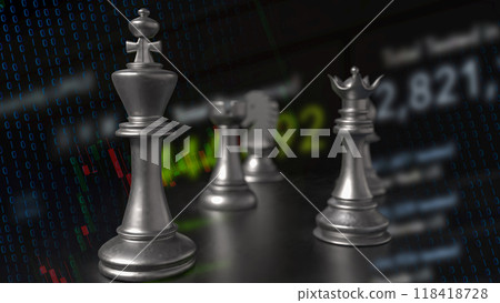 The chess on Black Background for Businesss 3d rendering. The chess on Black Background for Businesss 3d rendering. 118418728