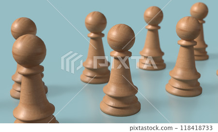 Wood chess on blue background image 3d rendering. Wood chess on blue background image 3d rendering. 118418733