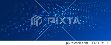 Glowing blue dotted wallpaper. Abstract curved round dot grid texture. Circle halftone pattern background. Ai backdrop concept for technology, business, news, healthcare, medicine design. Vector Glowing blue dotted wallpaper. Abstract curved round dot grid texture. Circle halftone pattern background. Ai backdrop concept for technology, business, news, healthcare, medicine design. Vector 118419394