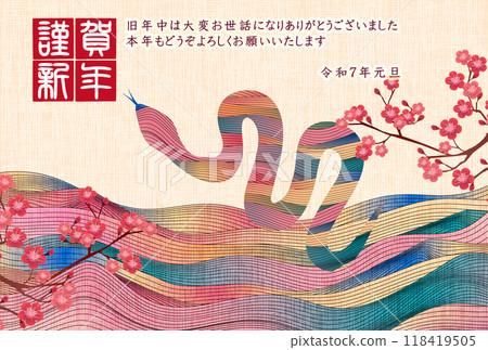 Snake New Year's card zodiac background Snake New Year's card zodiac background 118419505