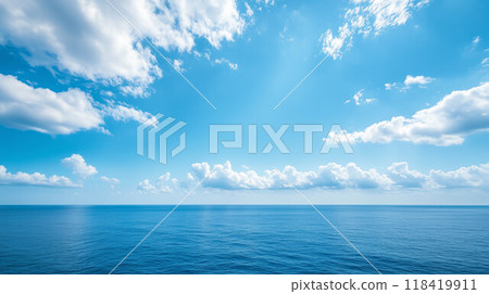 Blue water deep ocean with clound in daylight. 118419911