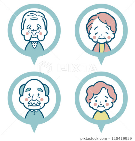 Smiling senior men and women frame icon set 118419939