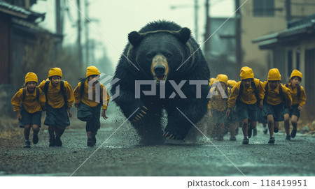 Huge bear attacks group of elementary school kids 118419951