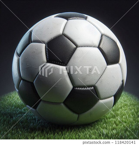 Soccer boy soccer reflected in soccer ball 118420141