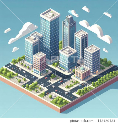 City scenery seen from the sky 118420183