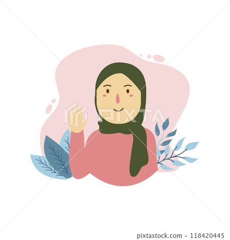 beautiful Muslim women wearing hijab illustration  118420445