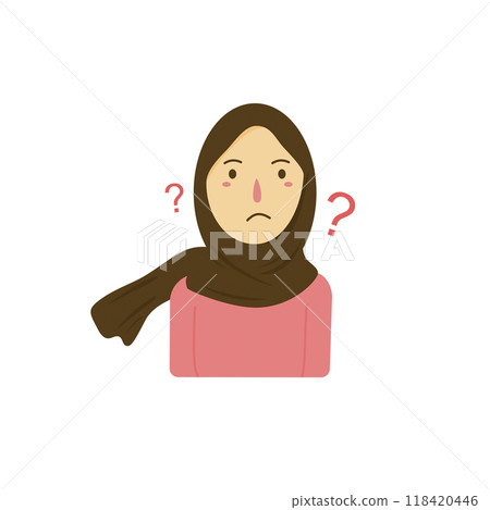 confused hijab girl portrait illustration confused hijab girl portrait illustration 118420446