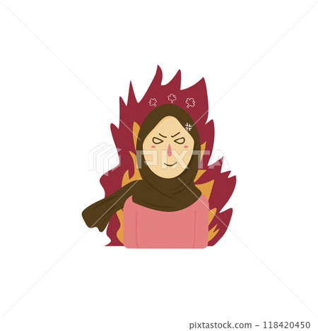 young angry woman with steam blowing from head  118420450