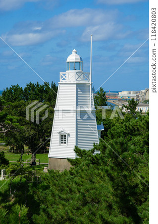 Sakata wooden hexagonal lighthouse 118420803