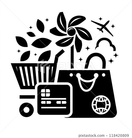 Black shopping logo on white background 118420809
