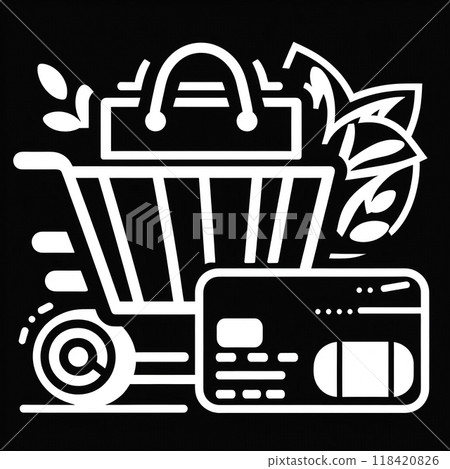 White hopping logo on black background White hopping logo on black background 118420826