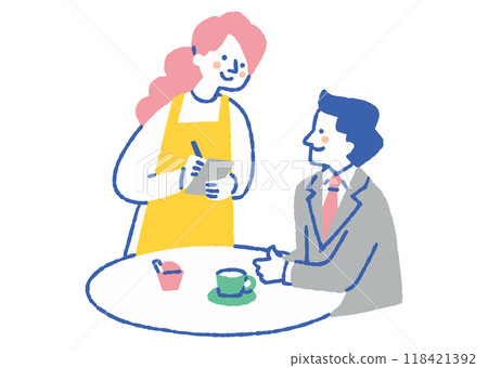 女服務生在餐廳點餐_color 女服務生在餐廳點餐_color 118421392