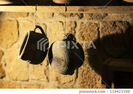 Antique kitchenware in a Middle Eastern home Antique kitchenware in a Middle Eastern home 118421598