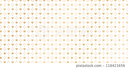 Seamless pattern with hearts shape polka dots gold colors on a white backgrounds for patterned fills, webs pages, surface textures, books covers, fabrics printing papers, wraps papers gift valentines 118421656