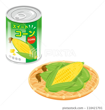 罐裝玉米和濾鍋中的玉米 118421701