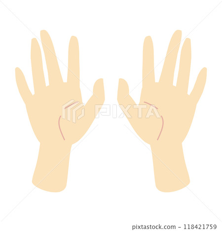 雙手掌展開的手勢部位，顏色自然無線條型 118421759