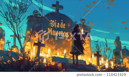 Woman on Day of the Dead.   118421929