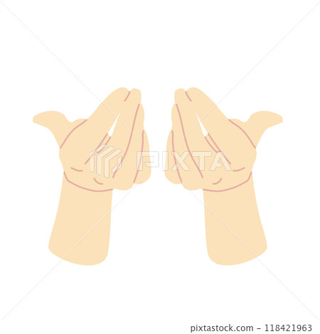 Two-handed scooping gesture parts, natural color, fewer lines 118421963