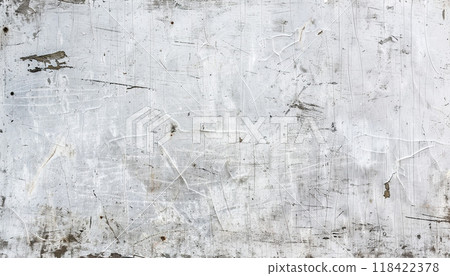 Grunge white metal paint cracks wall texture background wallpaper. backdrop, scratched, tattered, old rusty, distressed, worn out pattern 118422378