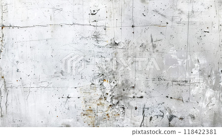 Grunge white metal paint cracks wall texture background wallpaper. backdrop, scratched, tattered, old rusty, distressed, worn out pattern 118422381